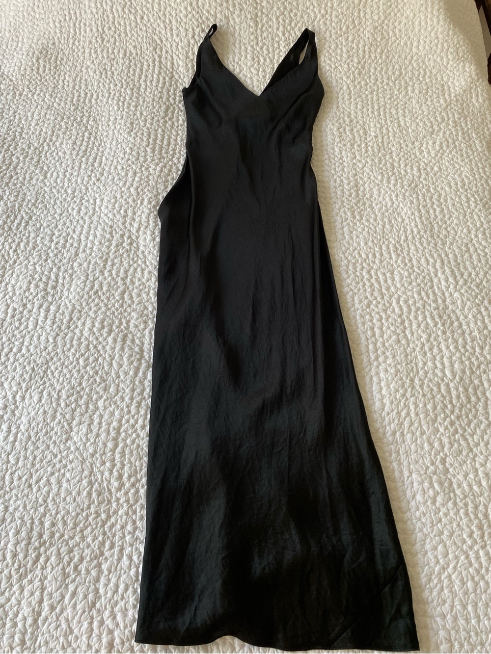 Vince Black V-Neck Maxi Silky Slip Gown in Size S